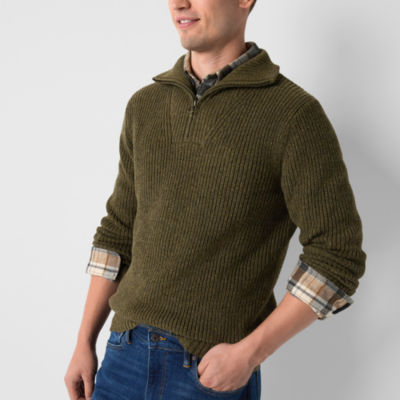 mutual weave Mens Mock Neck Long Sleeve Pullover Sweater