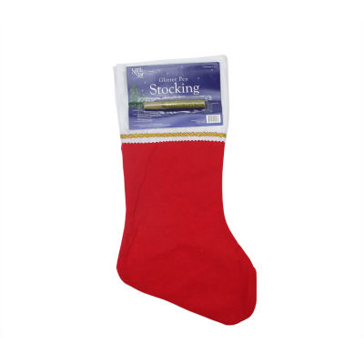 19'' Red and White Soild Christmas Stocking with Gold Glitter Pen