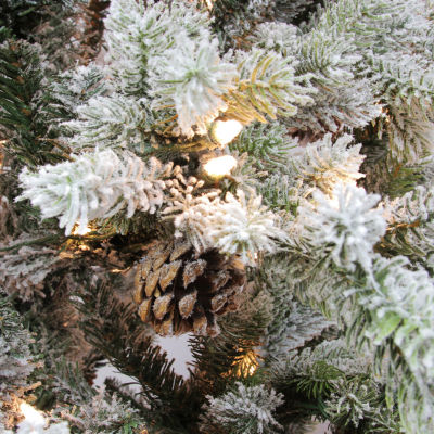 7.5' Pre-Lit Flocked Slim Colorado Spruce Artificial Christmas Tree - Clear Dura-Lit Lights