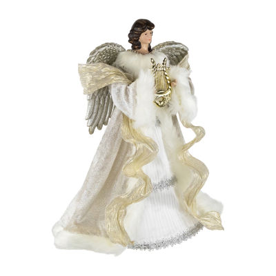 Northlight 18" White And Silver Angel Unlit Christmas Tree Topper