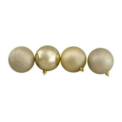 32ct Champagne Gold Shatterproof 4-Finish Christmas Ball Ornaments 3.25'' (80mm)