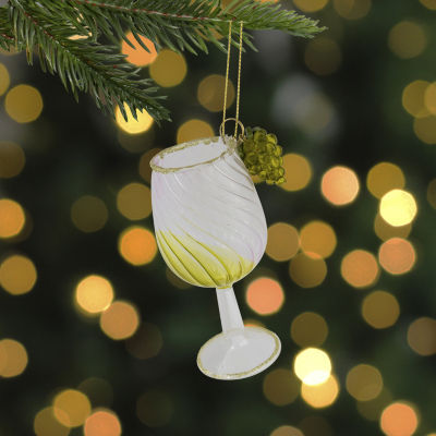 4.25'' Tuscan Winery Yellow Wine Glass Christmas Ornament