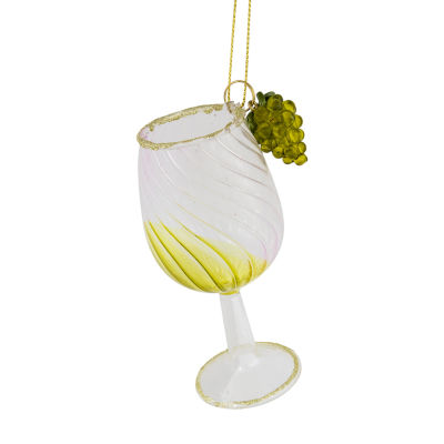 4.25'' Tuscan Winery Yellow Wine Glass Christmas Ornament