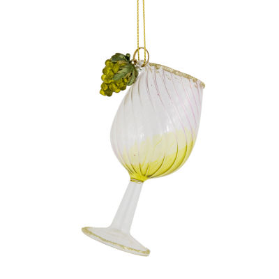 4.25'' Tuscan Winery Yellow Wine Glass Christmas Ornament