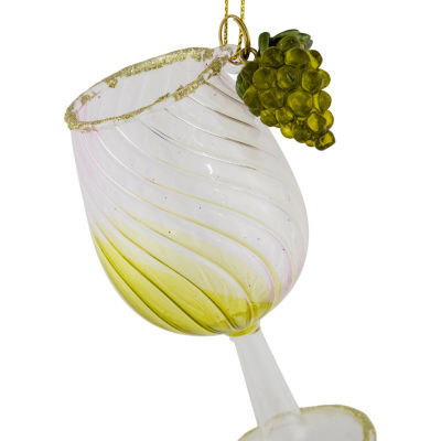 4.25'' Tuscan Winery Yellow Wine Glass Christmas Ornament