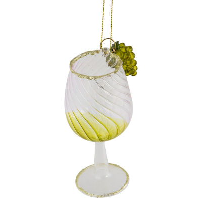 4.25'' Tuscan Winery Yellow Wine Glass Christmas Ornament