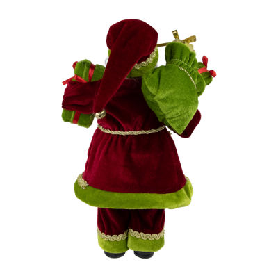 12'' Red and Green Santa Claus with Gift Bag Christmas Figure