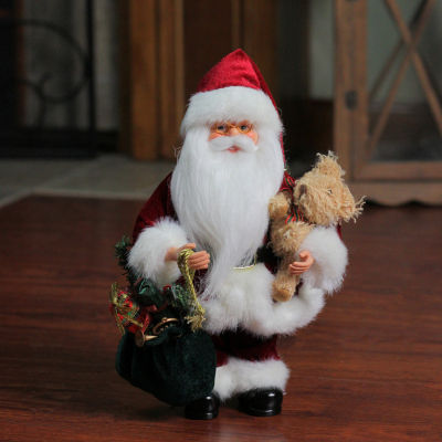 12'' Santa Claus Holding Gift Bag and Presents Christmas Figure