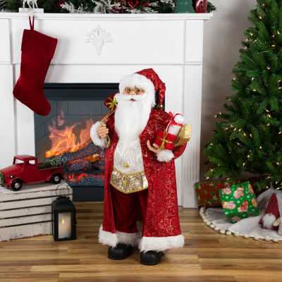 32'' Red and Gold Santa Claus with Gifts Christmas Figure