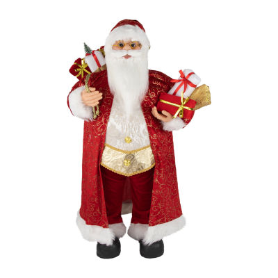 32'' Red and Gold Santa Claus with Gifts Christmas Figure