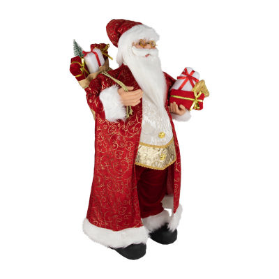 32'' Red and Gold Santa Claus with Gifts Christmas Figure