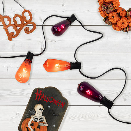 10ct Purple And Orange Edison E17 Halloween Light Set 9ft Black Wire, One Size, Purple