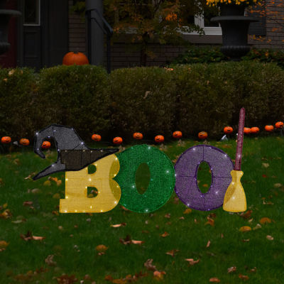 50'' LED Lighted Tinsel 'Boo' Outdoor Halloween Decoration