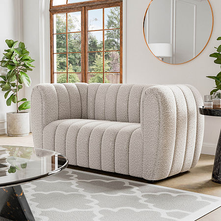 Laura Track-Arm Upholstered Loveseat, One Size, White