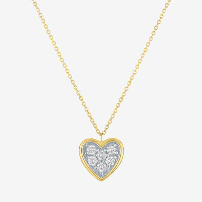Heart (Gh / Si2 I1) Womens 1/6 CT. T.W. Lab Grown White Diamond 10K Gold Heart 16 Inch Pendant Necklace