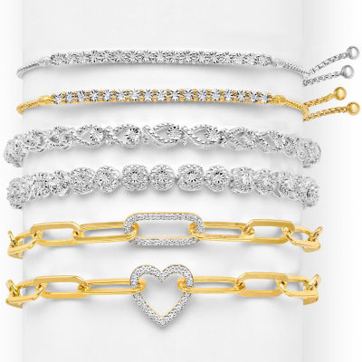 1/10 CT. T.W. Natural White Diamond Bolo Bracelet Sterling Silver or 14K Gold Over