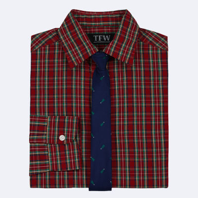 TFW Little & Big Kid Boys Long Sleeve Point Collar Shirt + Tie Set