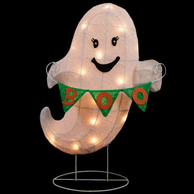 Northlight 25" Led Ghost With "Boo" Banner Halloween Yard Art