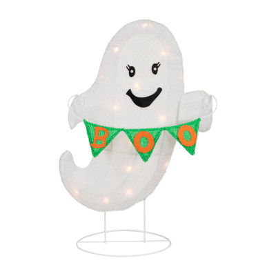 Northlight 25" Led Ghost With "Boo" Banner Halloween Yard Art