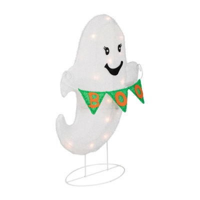 Northlight 25" Led Ghost With "Boo" Banner Halloween Yard Art