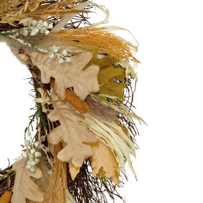 Northlight 24" Cattail And Wheat Twig Wreath