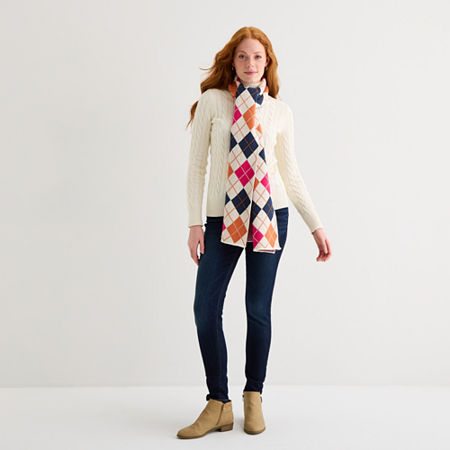 St. John's Bay Fairisle Oblong Scarf In White