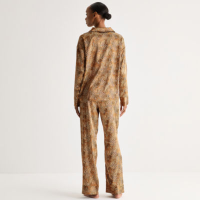 Ambrielle Womens Satin Long Sleeve 2-pc. Pajama Sets