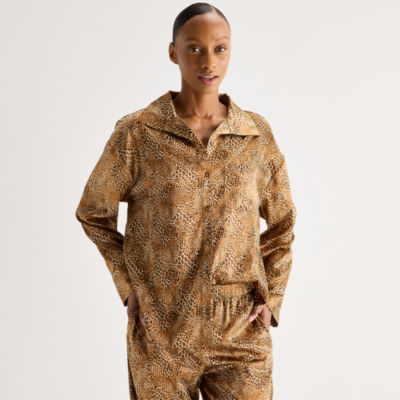 Ambrielle Womens Satin Long Sleeve 2-pc. Pajama Sets