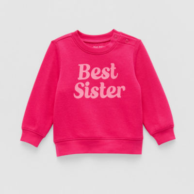 Okie Dokie Baby Girls Round Neck Fleece Long Sleeve Sweatshirt