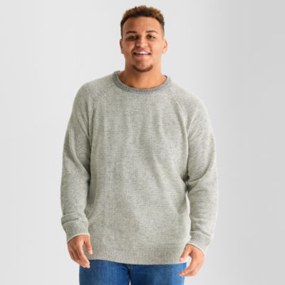 mutual weave Textured Big and Tall Mens Crew Neck Long Sleeve