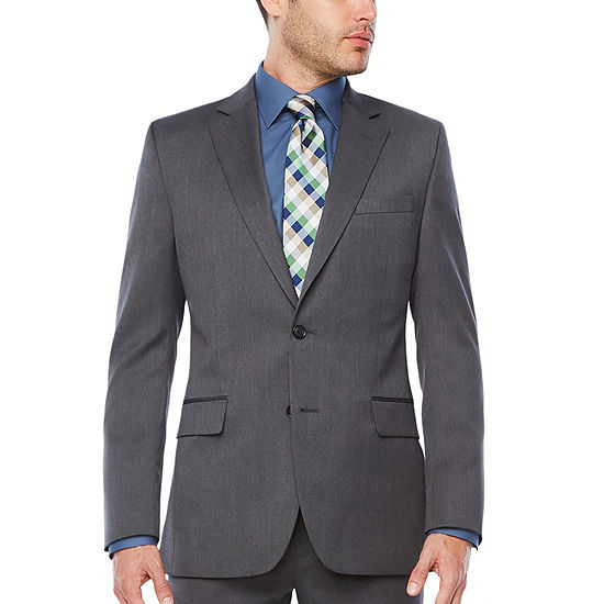 Stafford Mens Stretch Fabric Slim Fit Suit Jacket, Color: Med Grey ...