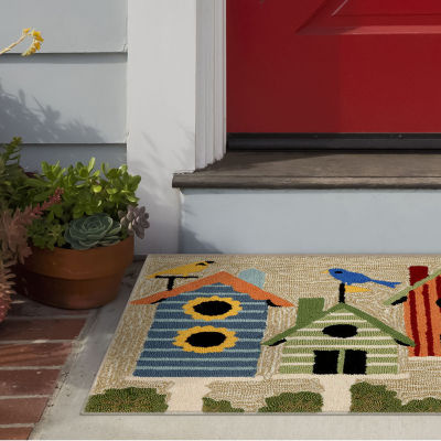 Liora Manne Frontporch Birdhouses Hand Tufted Rectangular Rugs & Floor Coverings Indoor Outdoor Accent