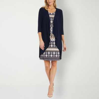 R & M Richards Petite Jacket Dress With Removale Necklace