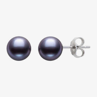 Dyed Cultured Akoya Pearl Sterling Silver 6mm Stud Earrings