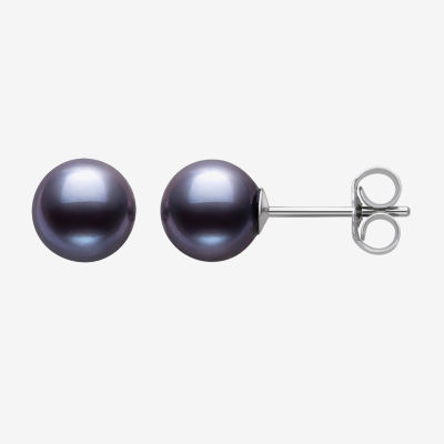 Dyed Cultured Akoya Pearl Sterling Silver 6mm Stud Earrings