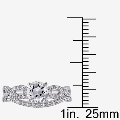 Lab Created White Sapphire & 1/6 CT. T.W Diamond 10K Gold Bridal Set