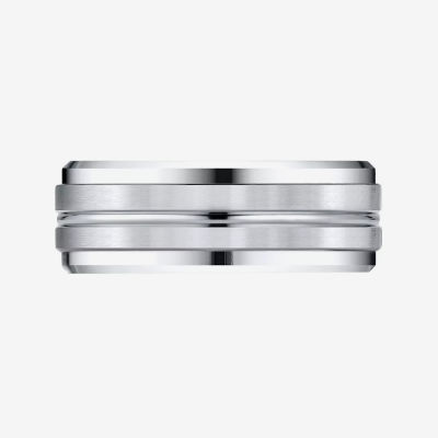 Mens 10K White Gold 8mm Band