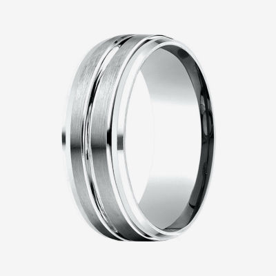 Mens 10K White Gold 8mm Band