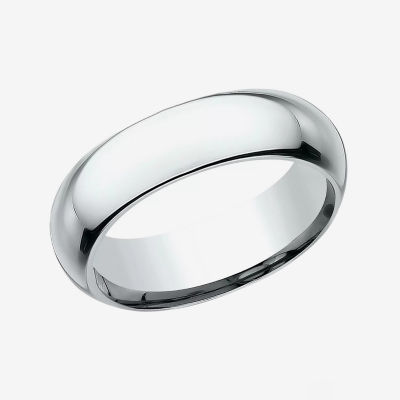 Mens 14K White Gold 6MM High Dome Comfort-Fit Wedding Band