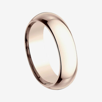 Mens 14K Rose Gold 6MM High Dome Comfort-Fit Wedding Band