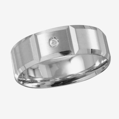 Mens Diamond Accent Natural White 10K Gold Wedding Band