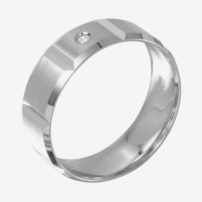 Mens Diamond Accent Natural White 10K Gold Wedding Band