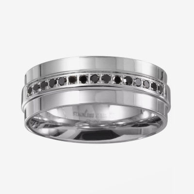 8MM Diamond Stainless Steel Wedding Band