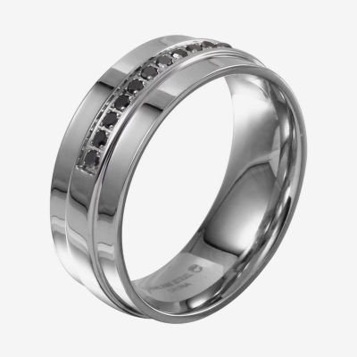 8MM Diamond Stainless Steel Wedding Band