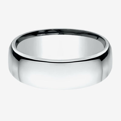 7.5MM 10K White Gold Wedding Band