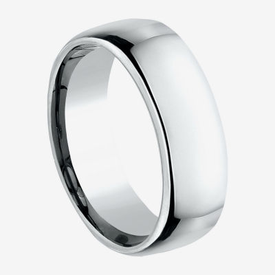 7.5MM 10K White Gold Wedding Band