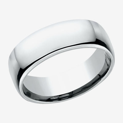 7.5MM 10K White Gold Wedding Band