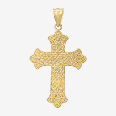 Womens 14K Two Tone Gold Cross Pendant