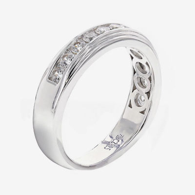 DiamonArt® Mens Cubic Zirconia Sterling Silver Wedding Band