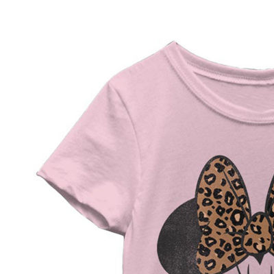 Disney Little & Big Kid Girls Crew Neck Short Sleeve Regular Fit Minnie Mouse Graphic T-Shirt
